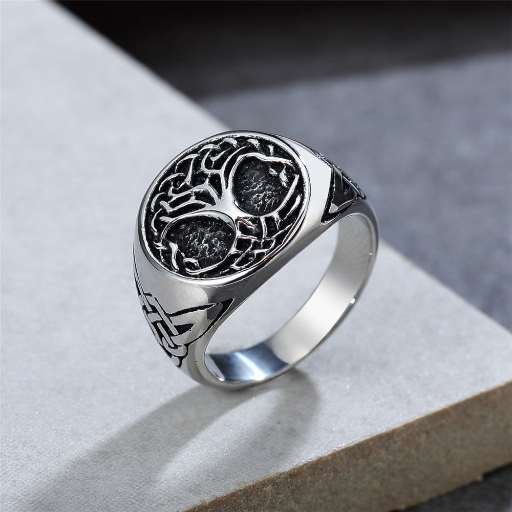 Viking Tree Of Life Ring Titanium Steel Unisex Durable Protection Planderful For Men And Women