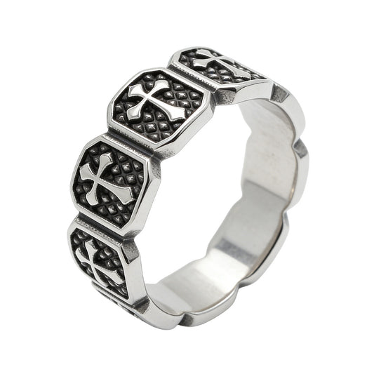 Planderful Everyday Genie Titanium Steel Cross Ring For Men Unisex Durable Retro Statement