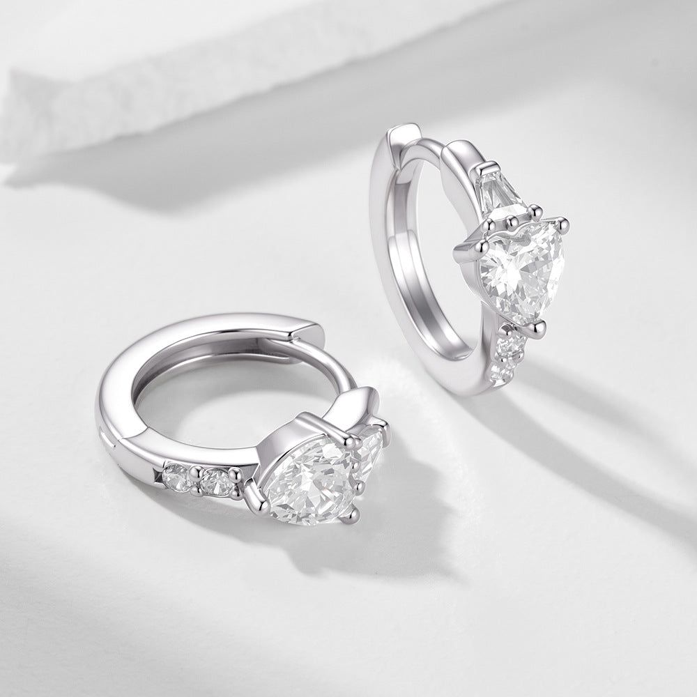 S925 Sterling Silver Love Zircon Earrings Exquisite Niche Earrings
