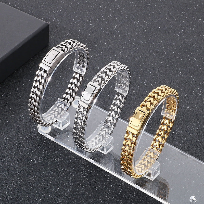 High-End Retro Heart-Shaped Stainless Steel Bracelet for Men - Perfect Festival Gift for Your Boyfriend