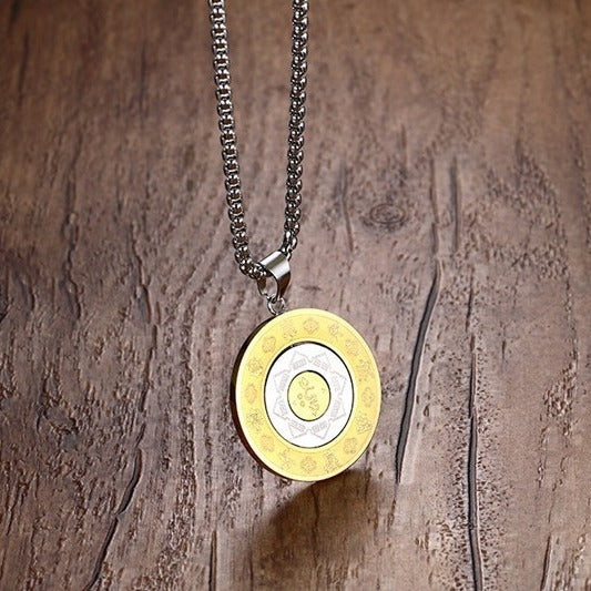 Stainless Steel Rotatable Constellation Pendant Necklace for Men