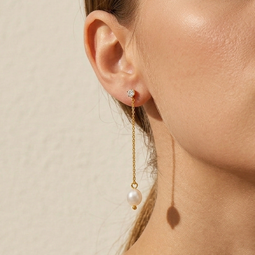 S925 Sterling Silver Stud Earrings, Natural Freshwater Pearl Earrings, And Versatile Long Fringed