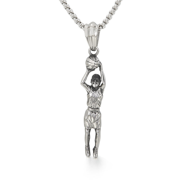 Titanium Steel Soldier Basketball Pendant for Men - Vintage Style Statement Piece