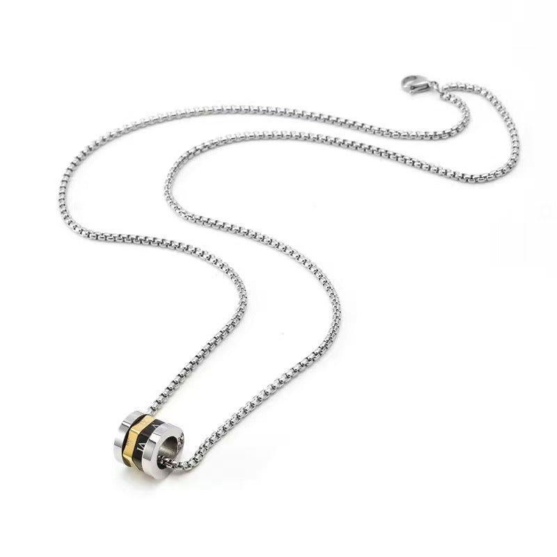 Planderful Jewelry Mens Steel Necklace With Roman Numeral Pendant Everyday Genie Collection