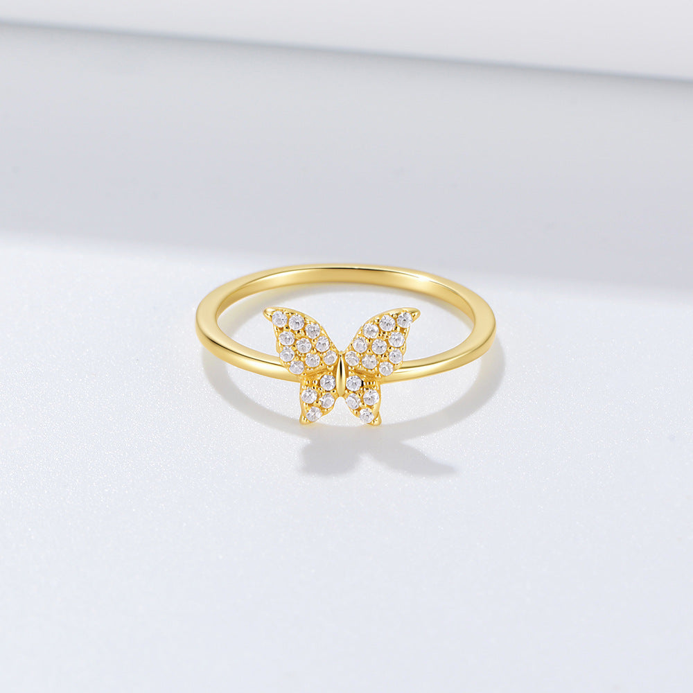S925 Sterling Silver Butterfly Ring Tide Ring Tail Ring