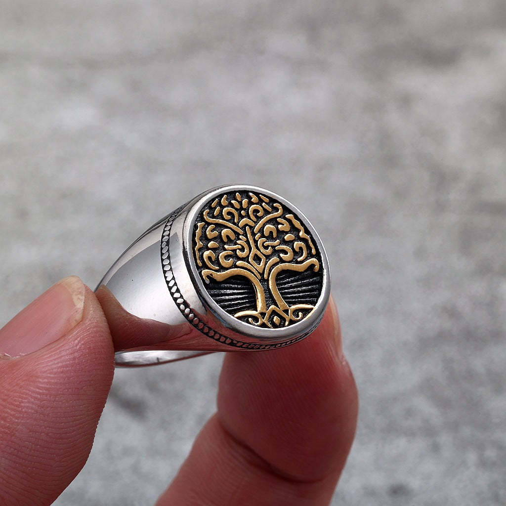 Vintage Tree of Life Viking Stainless Steel Men's Ring