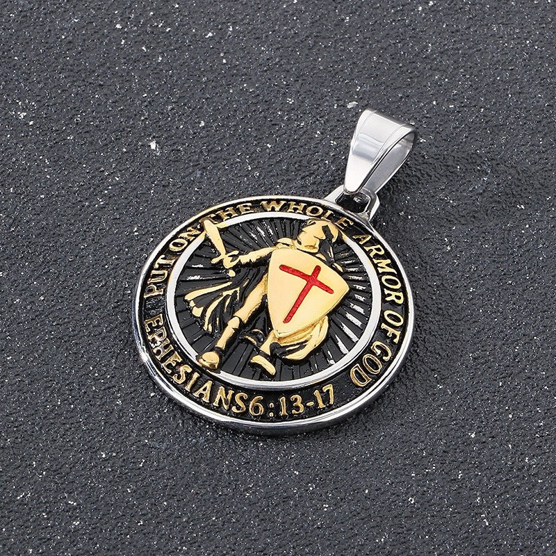 1. Planderful Stainless Steel Cross Necklace For Men, Medieval Templar Shield Pendant Gift For Him
