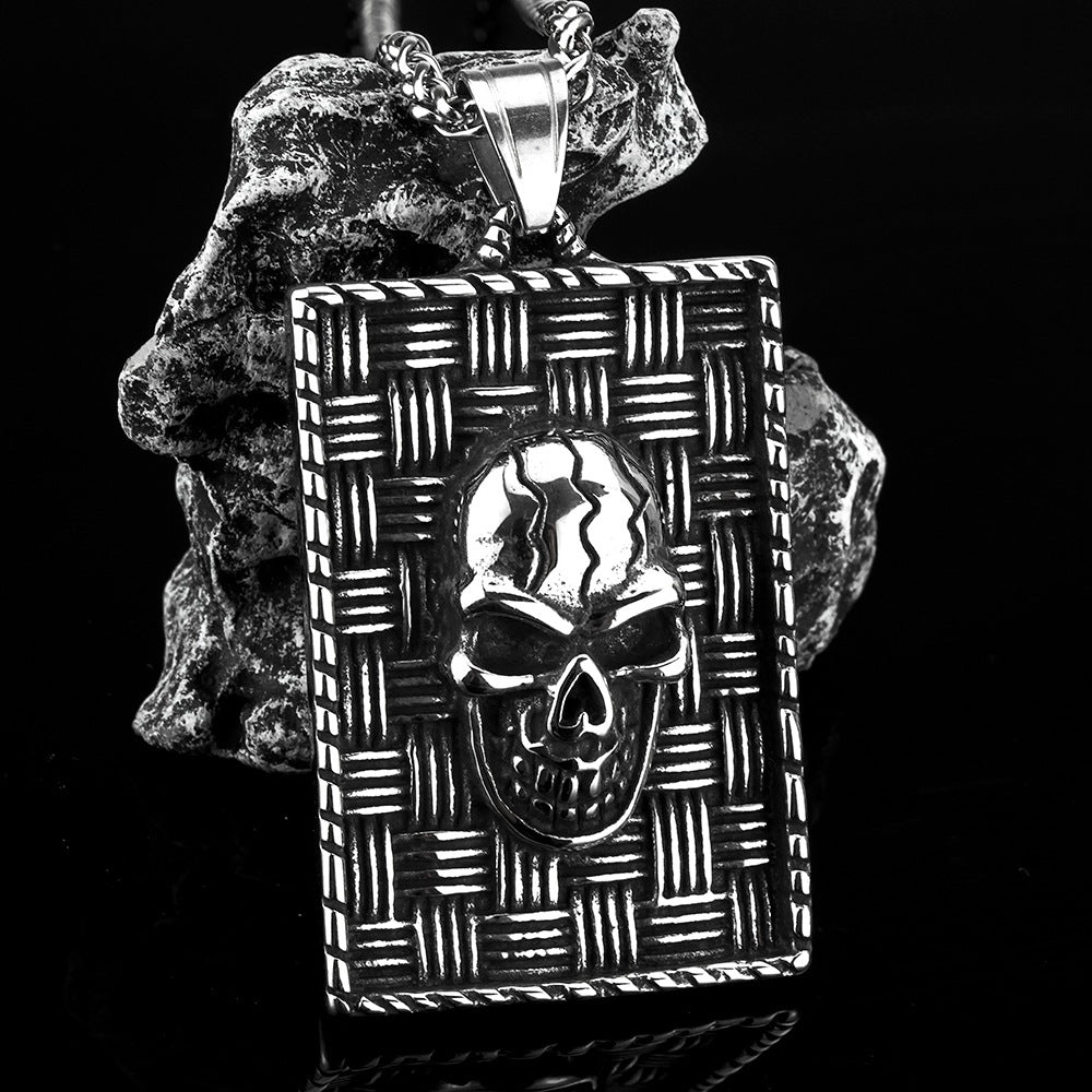 Stainless Steel Retro Jewelry Skull Pendant Necklace for Men
