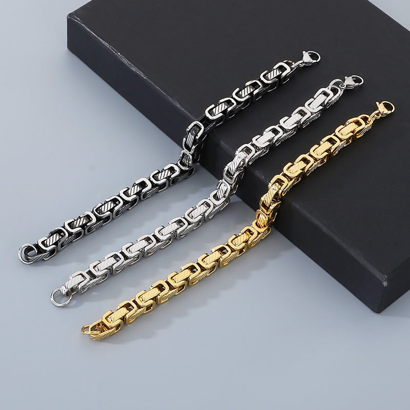 Planderful Byzantine Emperor Chain Mens Titanium Bracelet