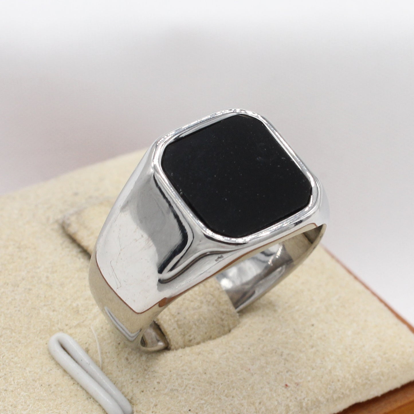 Unisex Square Gemstone Titanium Steel Ring Planderful Everyday Genie Protection Statement