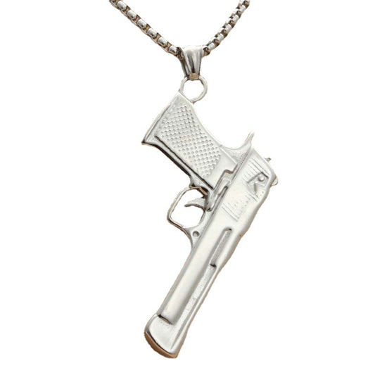 Personalized Retro Titanium Steel Pistol Pendant Necklace for Men - Punk Trendy Design