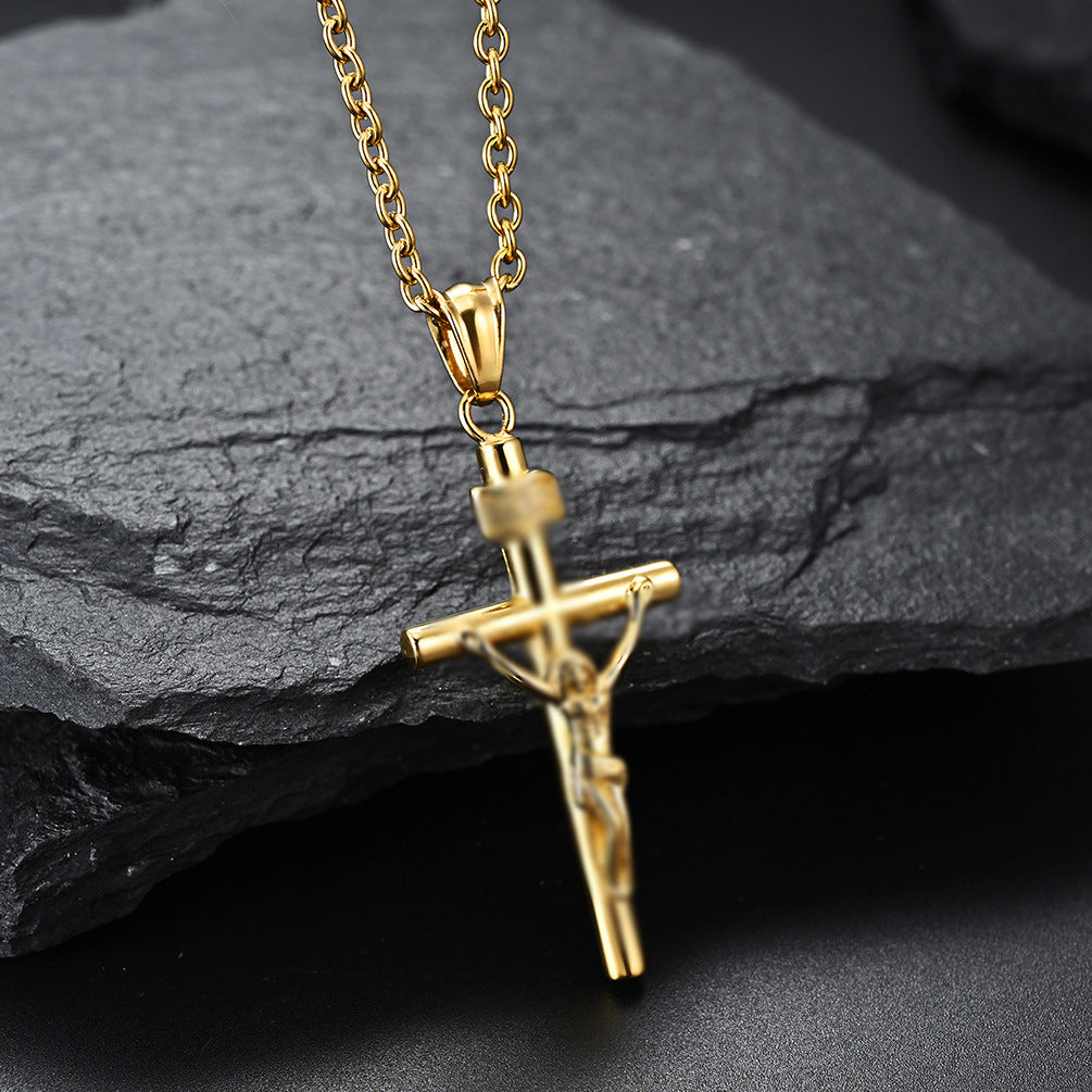 Planderful Cross Steel Necklace For Hip Hop Fans Does Not Fade Durable Pendant For Streetwear Enthusiasts