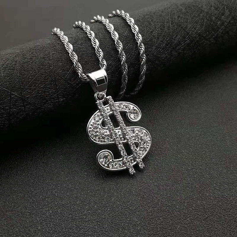 Planderful Everyday Genie Hip Hop Dollar Pendant Necklace Gold Plated Titanium Steel For Hip Hop Fans