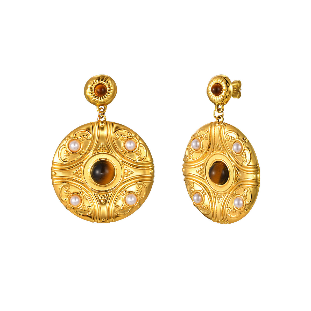 Stainless Steel Pearl Vintage Earrings