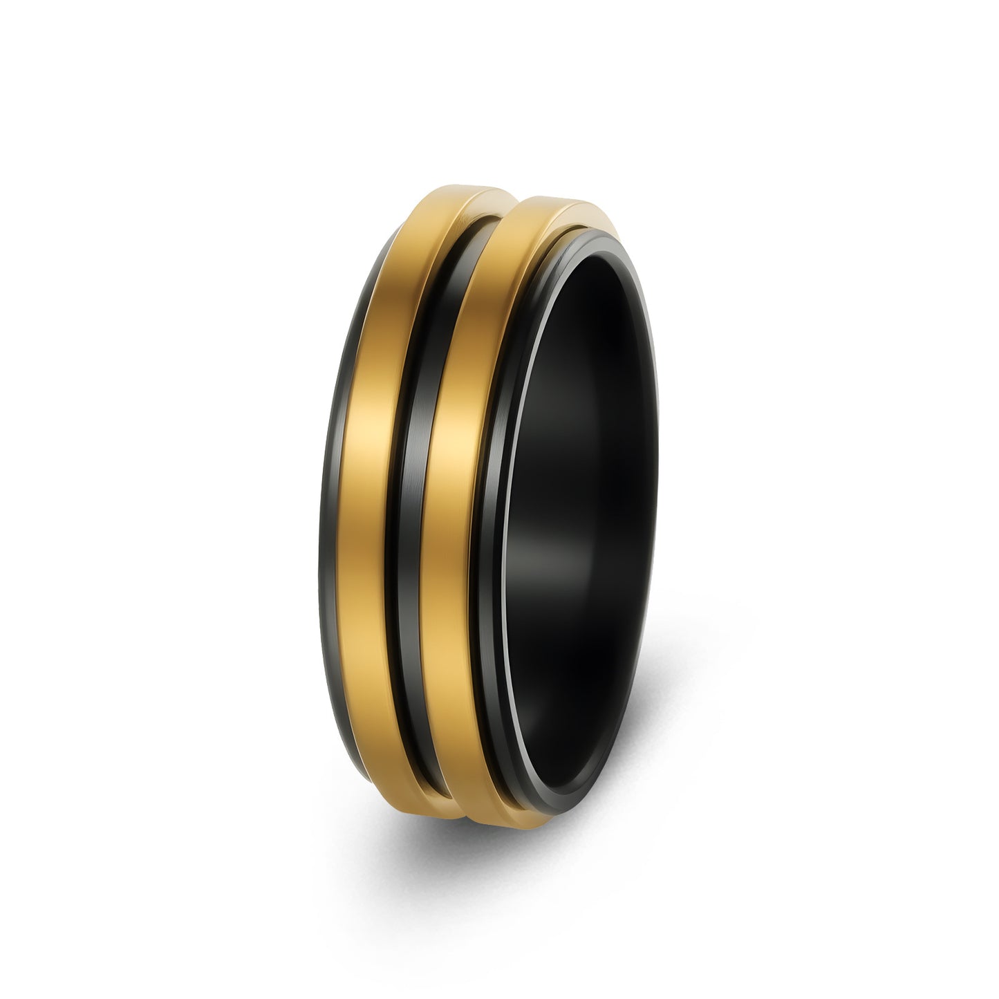 Planderful Two Tone Rotating Ring Stress Relief Unisex Titanium Steel Decompression Jewelry