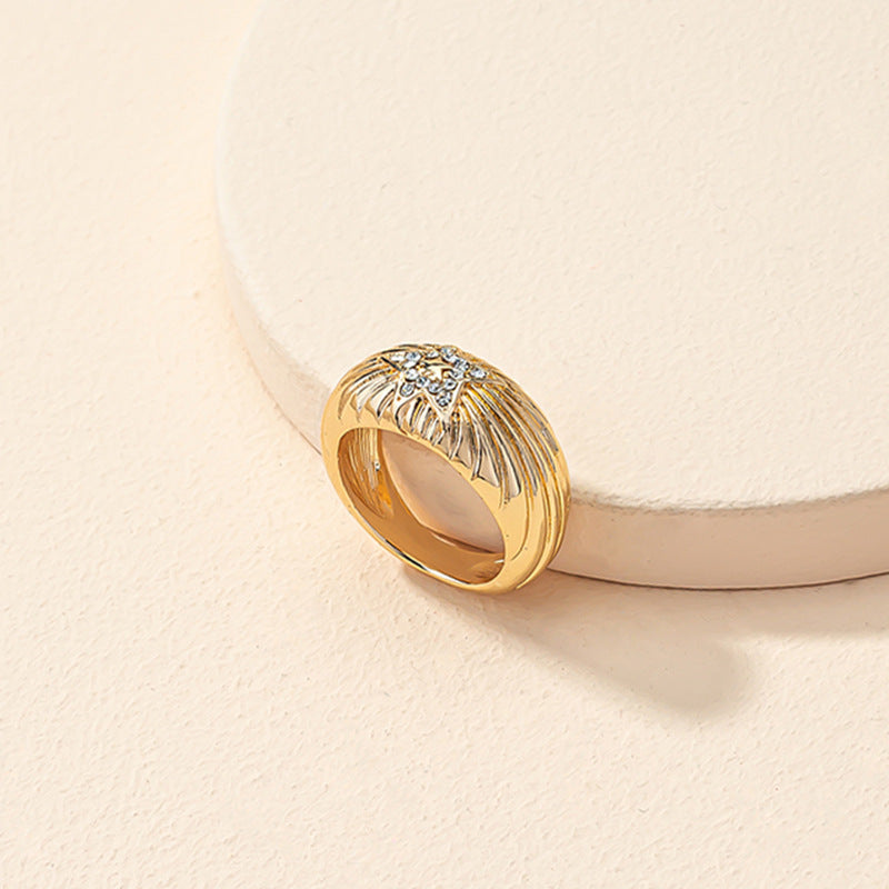 Stylish Zircon Adorned Star Ring - Vienna Verve Collection