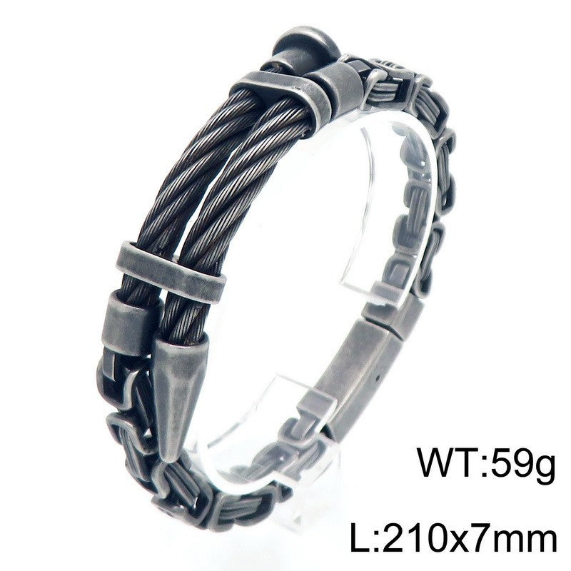 Design Braided Wire Steel Wire Nail – Punk Rock Emperor Chain Titanium Steel Men's Bracelet