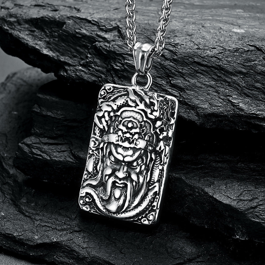 Wusheng Guan Gong Guan Yunchang Stainless Steel Pendant for Men