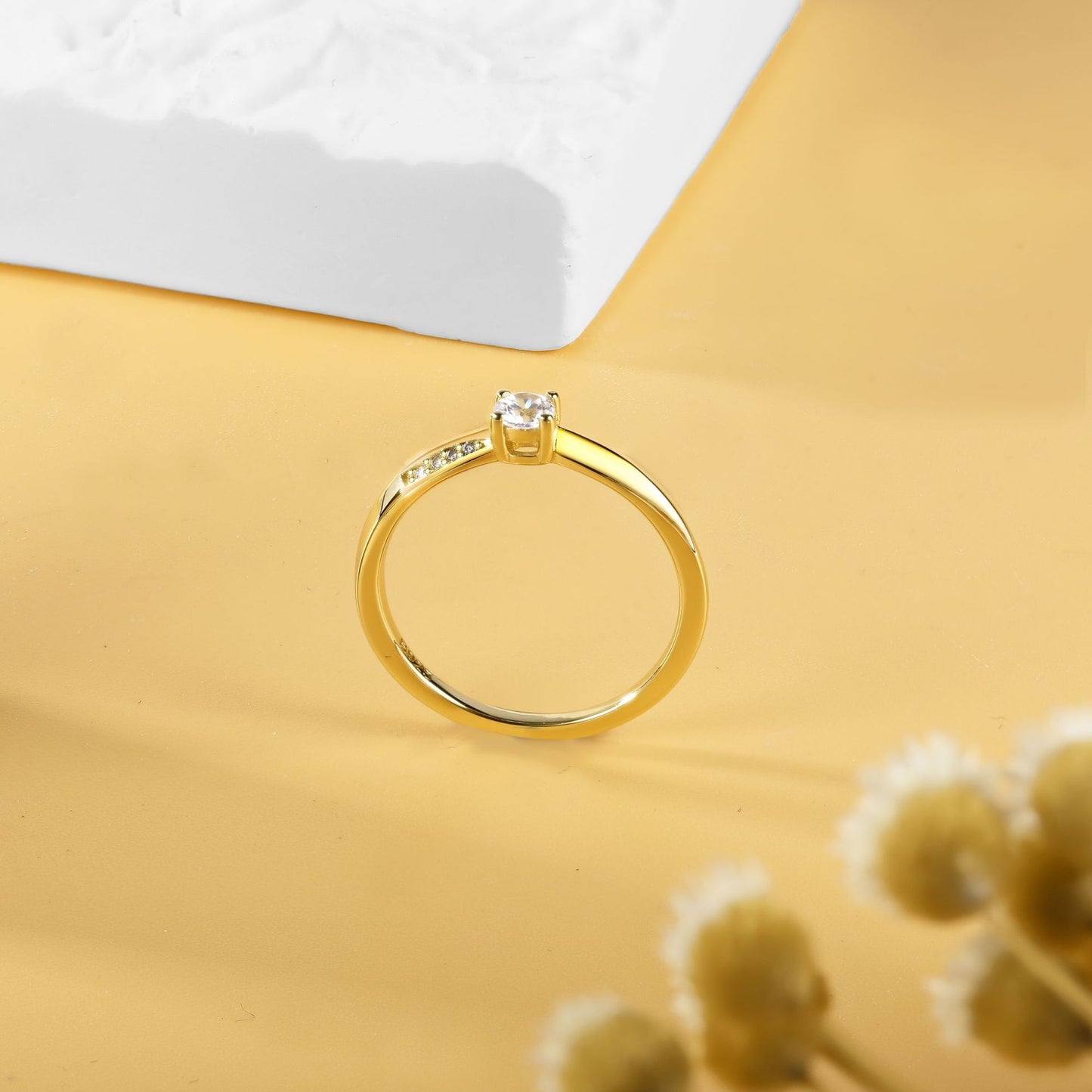 Cross-Border 18K Gold Electroplated Zircon Silver Ring