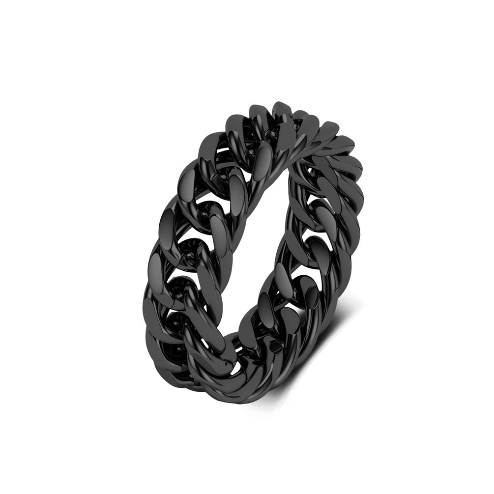 Planderful Stainless Steel Cuban Chain Ring Everyday Genie Unisex Hip Hop Fashion High End Statement Jewelry
