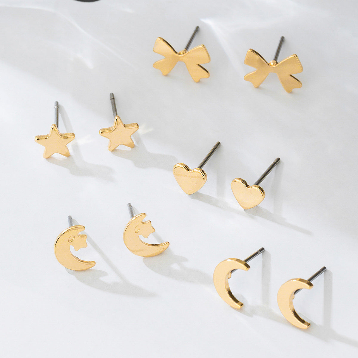 Planderful Vienna Verve Earrings Set – Exquisite Basic Star Moon Love Bow Design