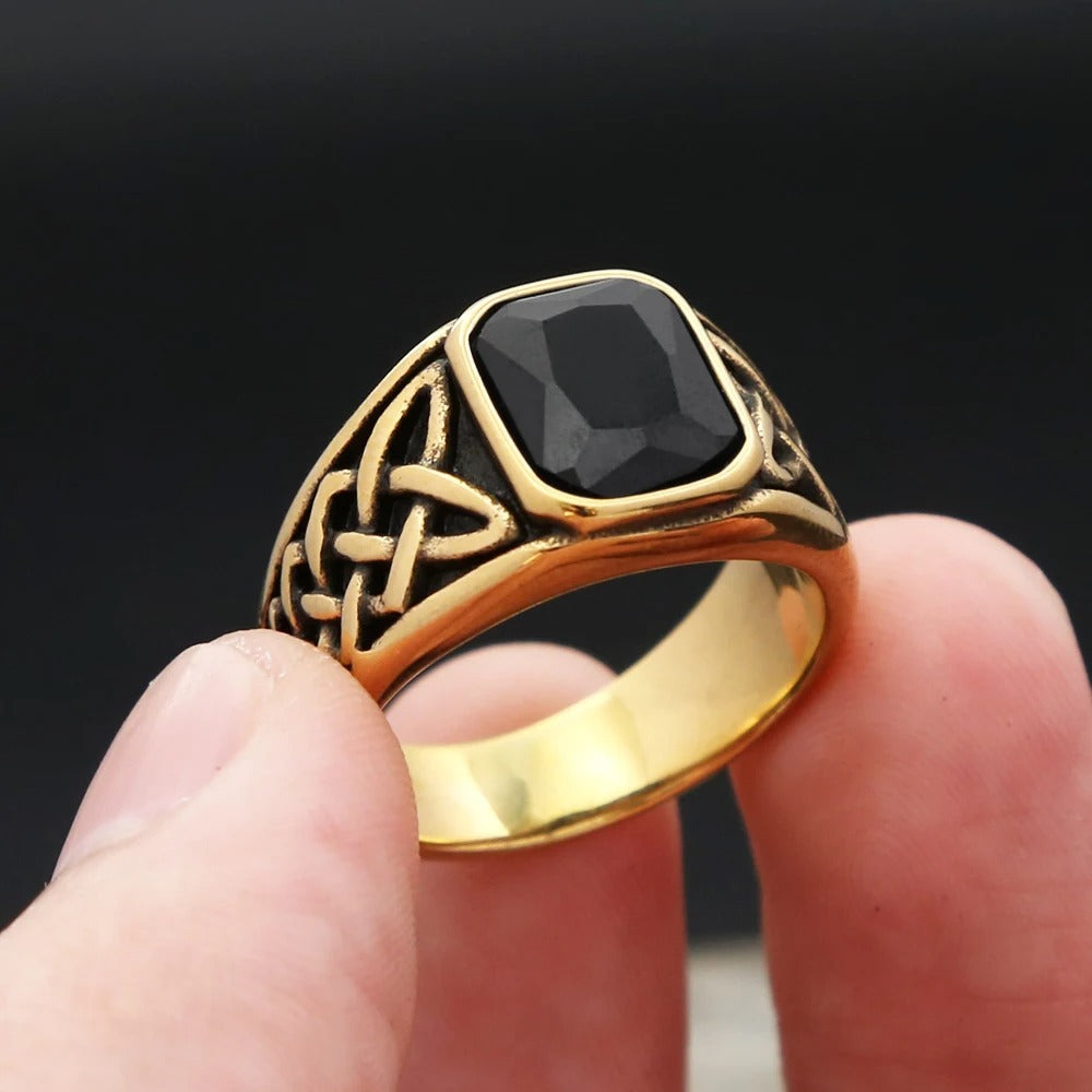 Planderful Personalized Titanium Steel Multi Colored Zircon Ring For Men Viking Inspired Woven Knot