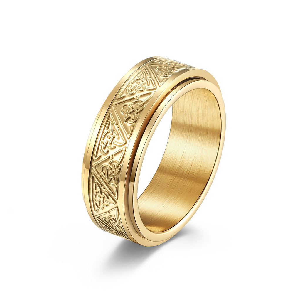 Planderful Rotatable Celtic Knot Stainless Steel Ring For Anxiety Relief Unisex Jewelry Size 7 To 12