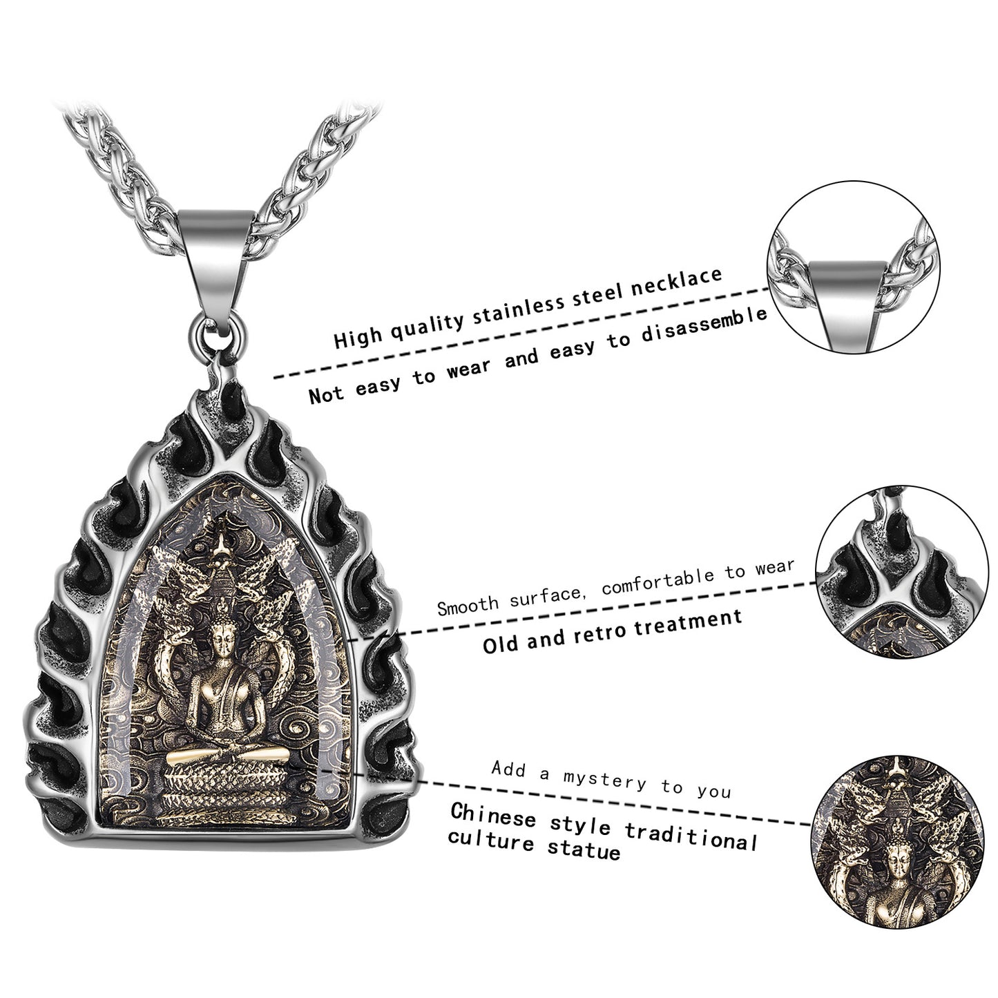 Steel Necklace – Elegant Thai Amulet
