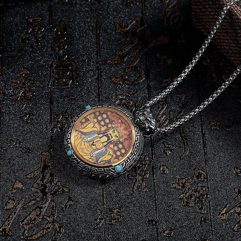 Steel Necklace – Vintage Chinese Dragon Buddha Inspired Pendant For Everyday Wear