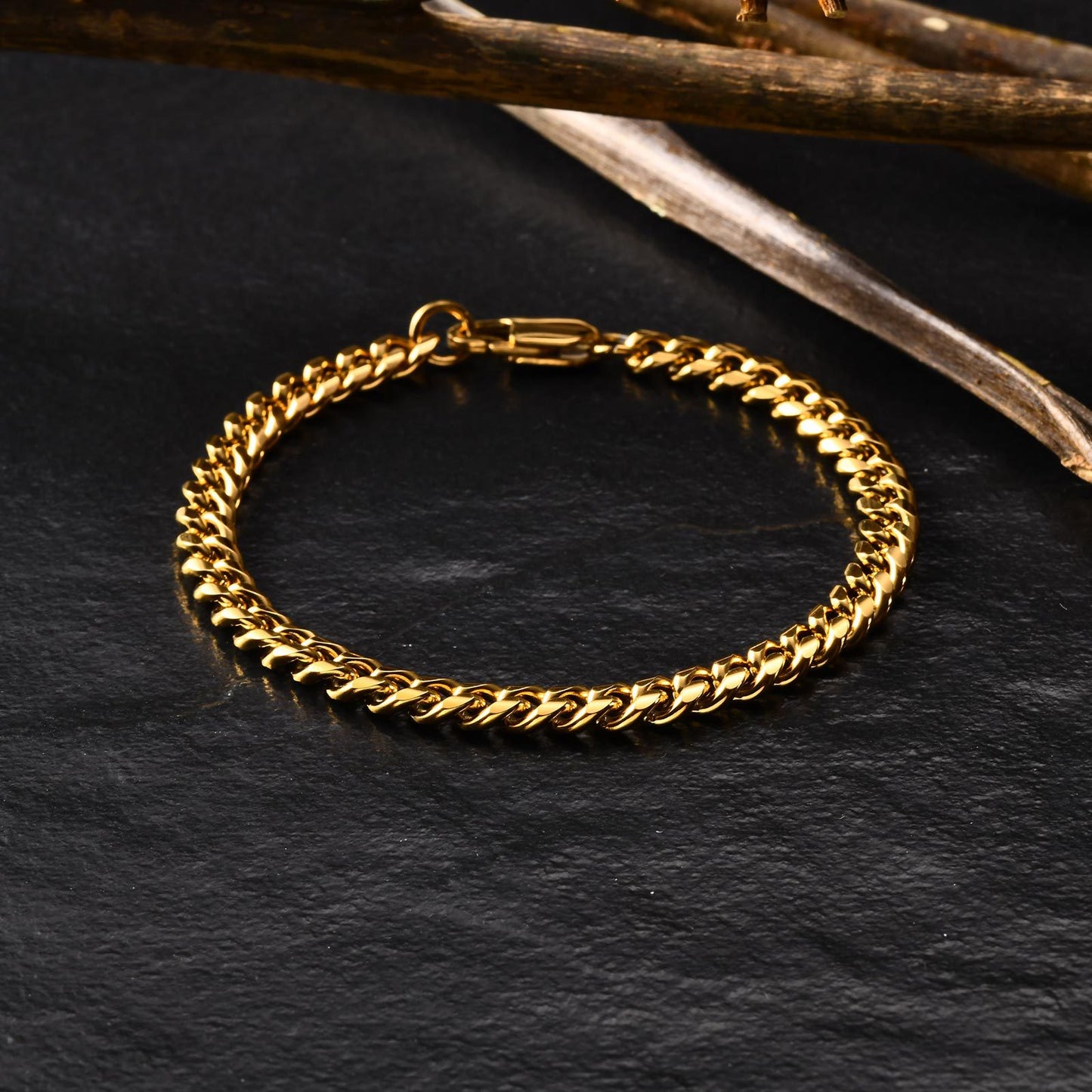 European And American Punk Stainless Steel Cuban Chain Bracelet Vintage Grey Men's Jewelry For Men