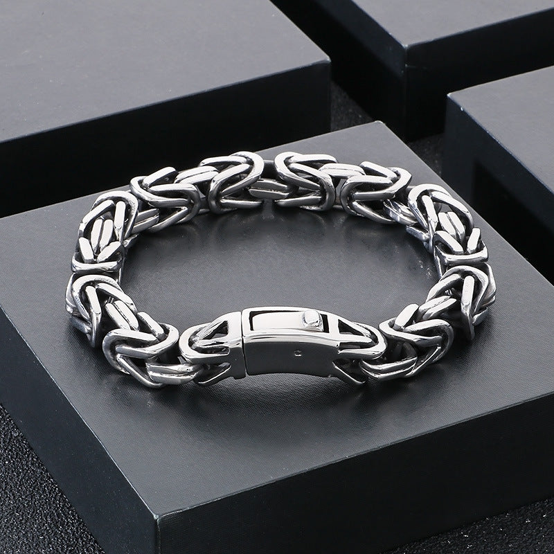 Planderful Custom Mens Square Titanium Steel Punk Bracelet
