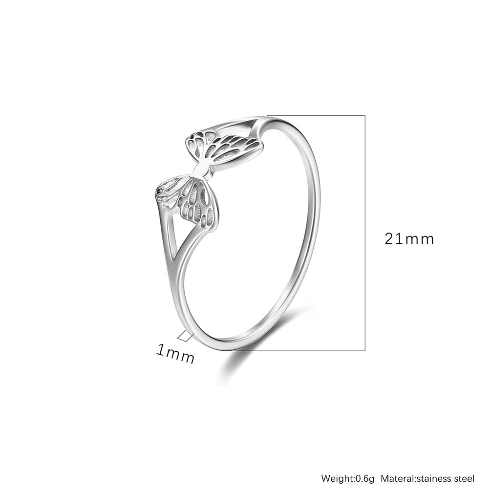 Planderful Hollow Butterfly Titanium Steel Ring For Women Versatile Daily Wear Size 5 To 10