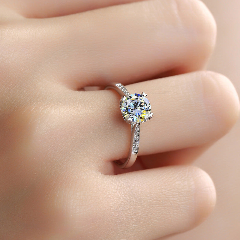 One-Carat D-Color S925 Sterling Silver Ring