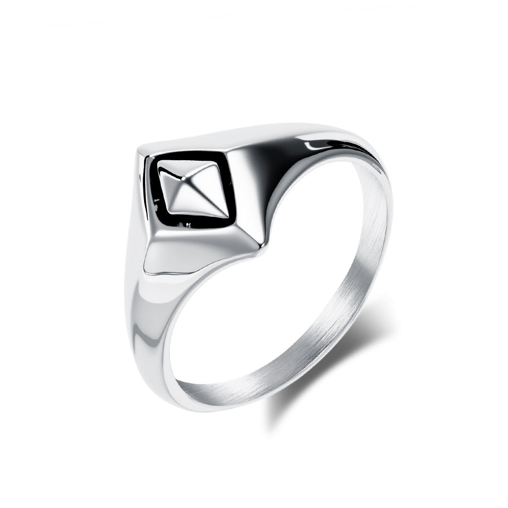 Planderful Titanium Steel Ring Geometric Rhombus Design For Men And Women Unisex Everyday Style