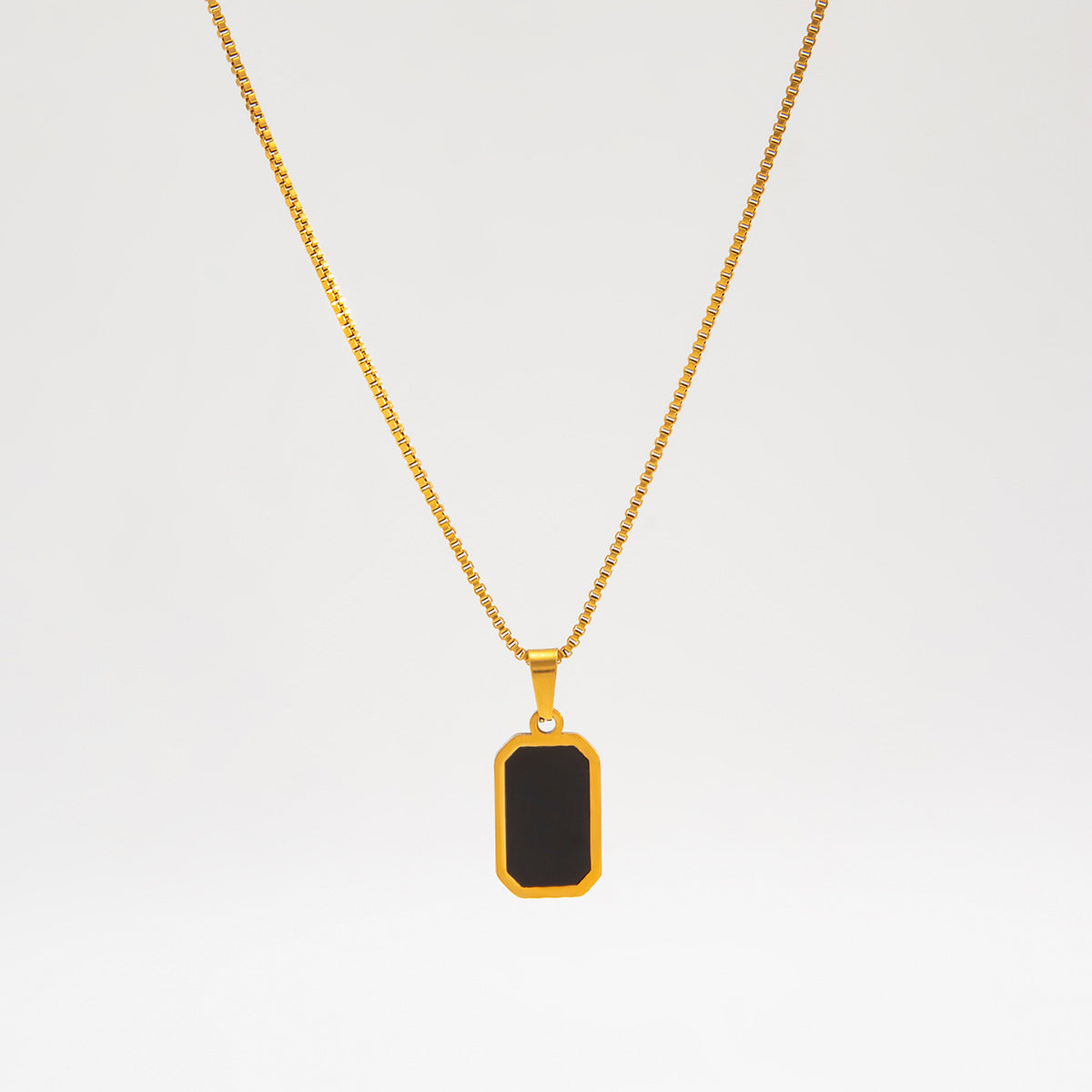 Black & Gold Square Pendant Necklace