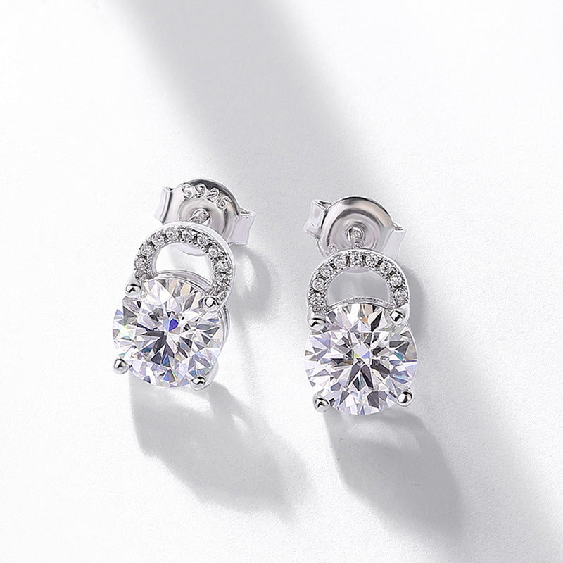S925 Sterling Silver Moissanite Geometric Stud Earrings