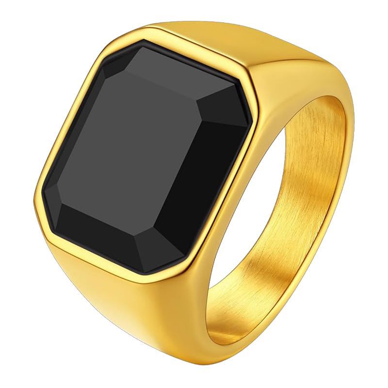 Planderful Titanium Steel Ring For Men With Imitation Gem
