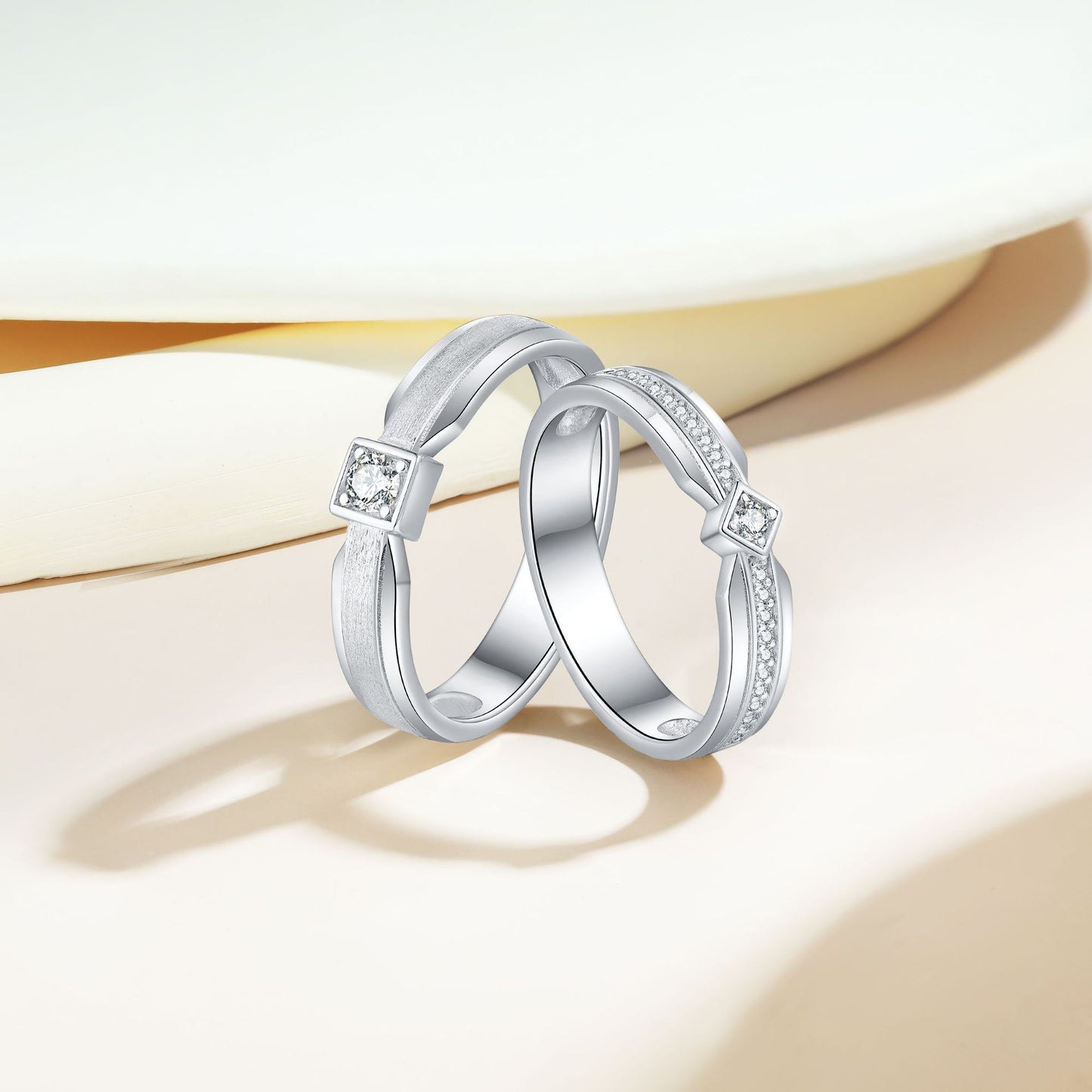 Auditorium Flower Diameter 925 Silver Couple Ring Set