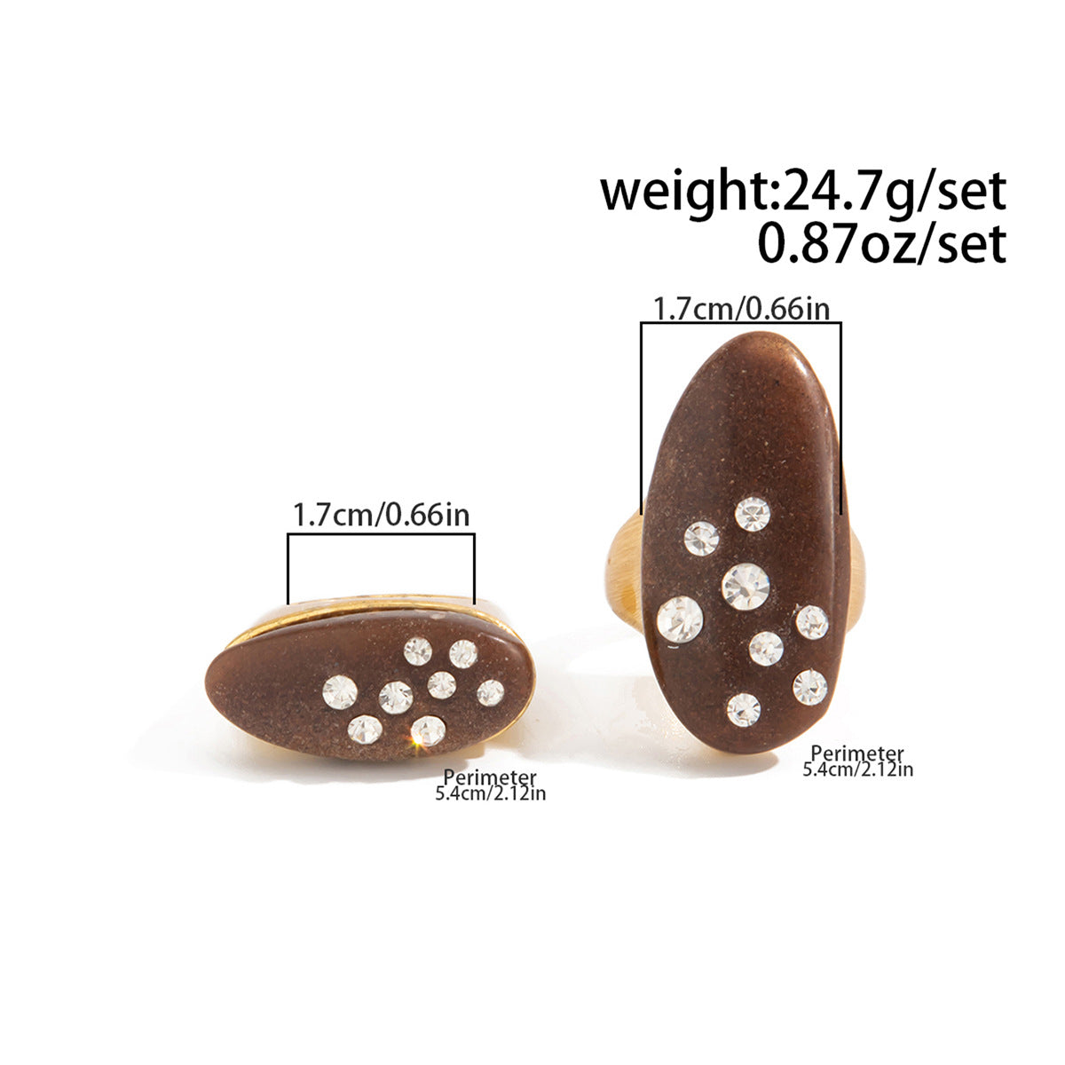 Planderful Vienna Verve Retro Wood Grain Zircon Ring Set For Women Bold Statement Band