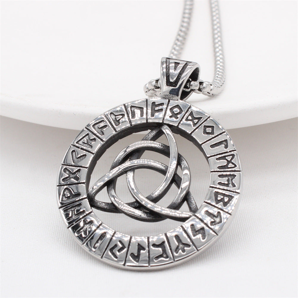Viking Rune Triangle Pendant Necklace Durable Titanium Steel By Planderful For Men Unisex Protection Symbol Jewelry