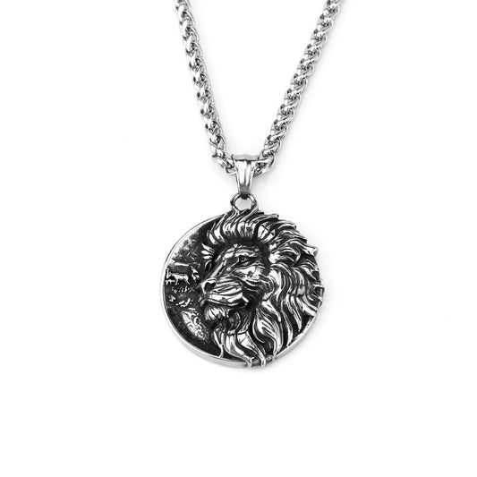 Planderful Lion Pendant Titanium Steel Necklace Unisex Durable Fashion Accessory Everyday Genie