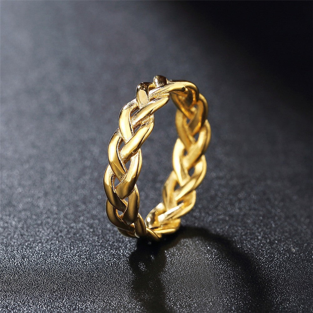 Personalized Stainless Steel Ring Unisex Viking Woven Style With Protection Symbol Planderful Everyday Genie