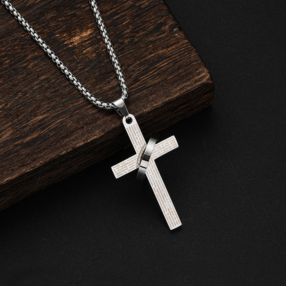 Planderful Cross Necklace For Men Titanium Steel Pendant Personalizable Street Hip Hop Style