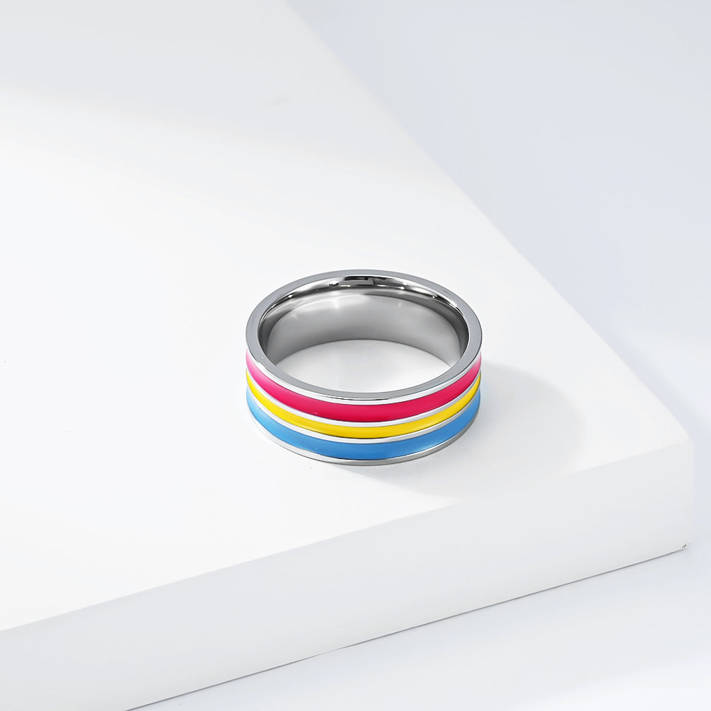 Steel Ring - Statement Rainbow Flag Ring