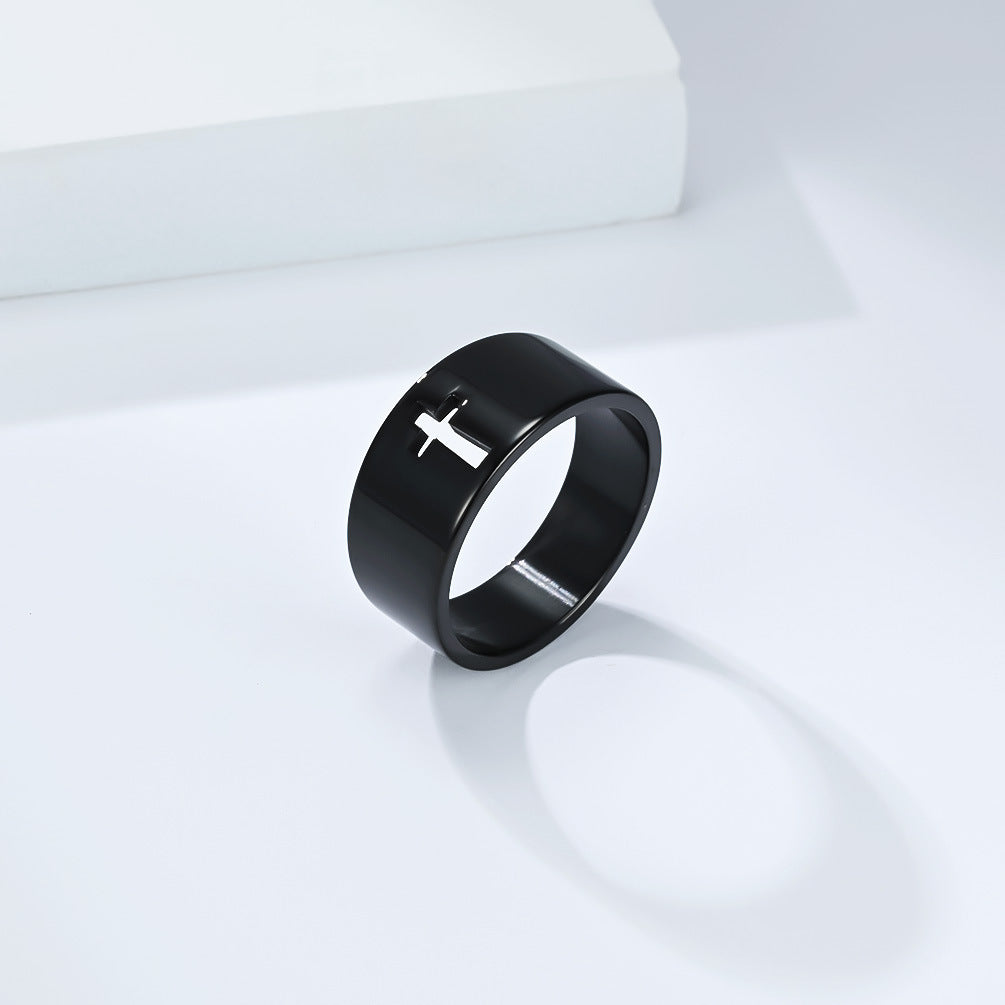 Planderful Titanium Cross Ring For Men And Women Premium Unisex Jewelry With Smooth Surface