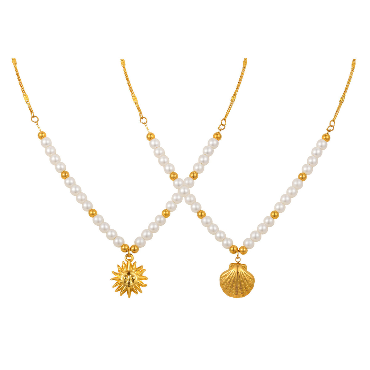 Stainless Steel Pearl Floral Necklace