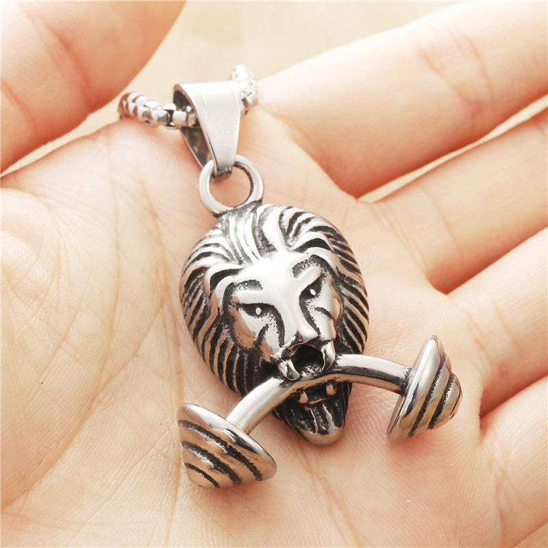 Titanium Steel Lion Pendant Necklace for Men - Retro Punk Style by Planderful