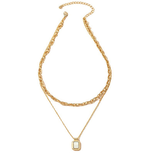 Double-Layered Epoxy Clavicle Chain Necklace with European Influence