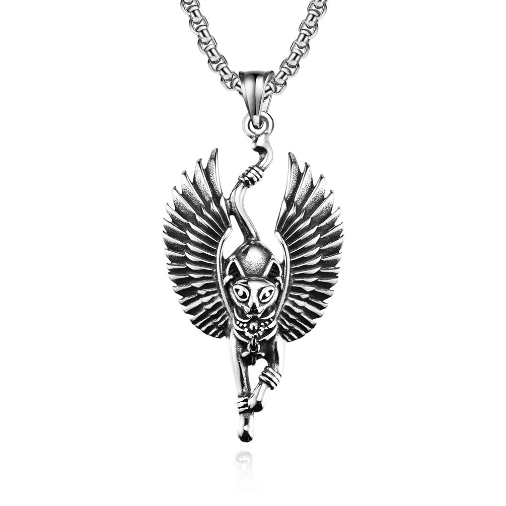 Vintage Egyptian Cat God Stainless Steel Necklace Unisex