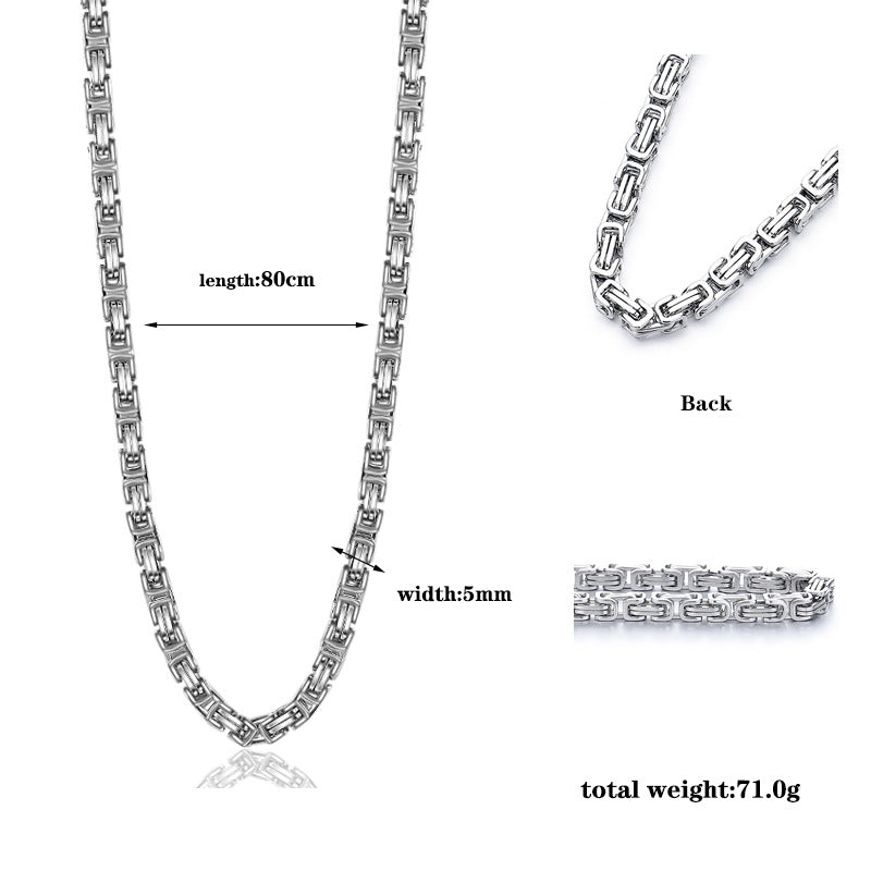 Stainless Steel Necklace - Statement Byzantine Emperor Chain